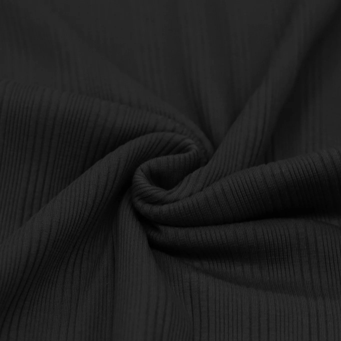 UNREGELMÄSSIGER RIPPSTRICK JERSEY STOFF SCHWARZ Oeko-Tex 100