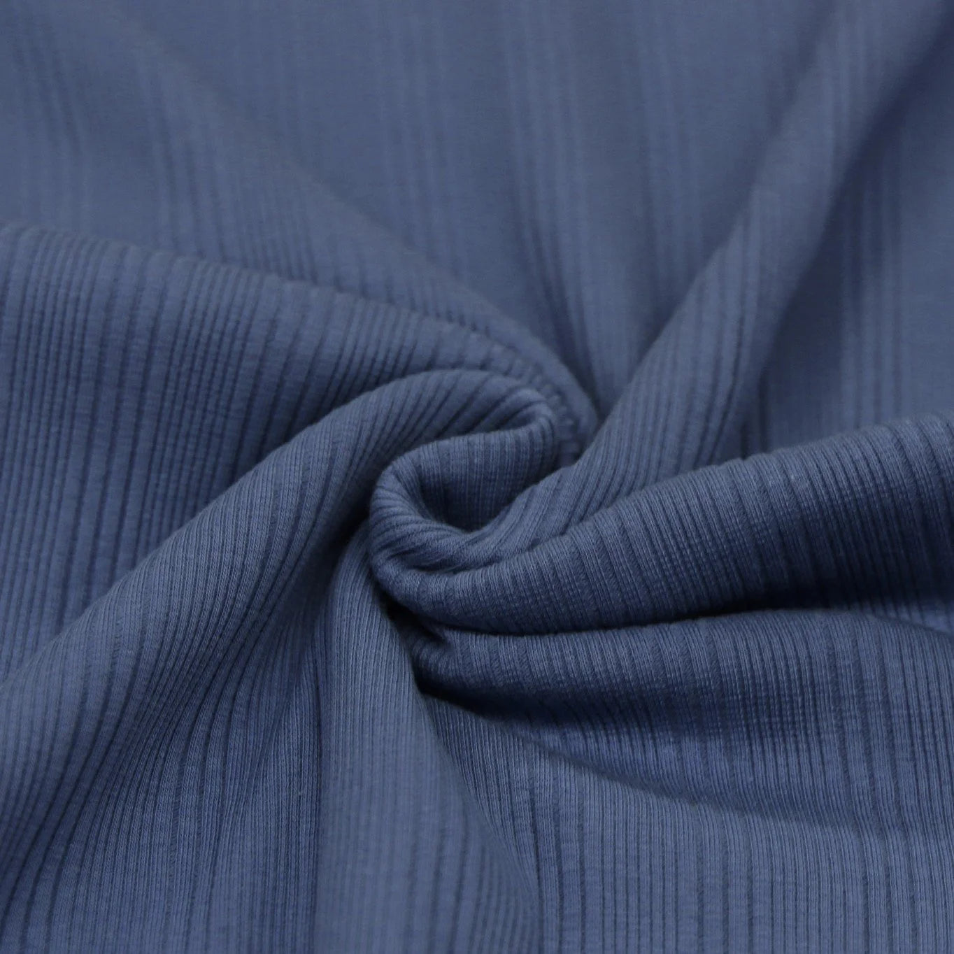 UNREGELMÄSSIGER RIPPSTRICK JERSEY STOFF DUNKEL JEANS Oeko-Tex 100
