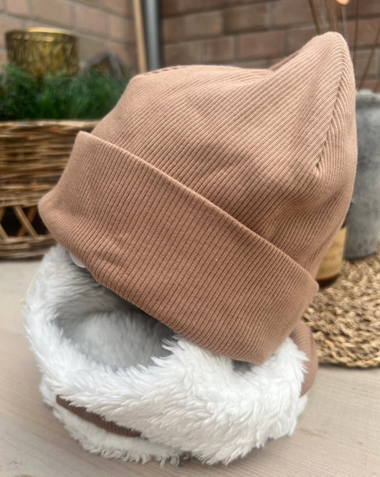 Set Hipsterbeanie und Loop Rippenjersey