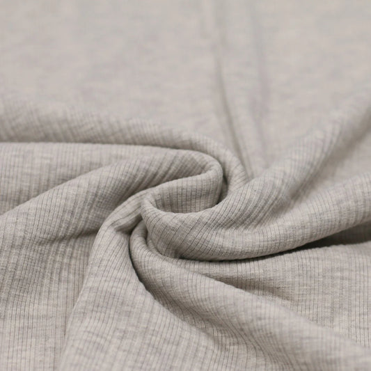 UNREGELMÄSSIGER RIPPSTRICK JERSEY STOFF BEIGE MELANGE Oeko-Tex 100