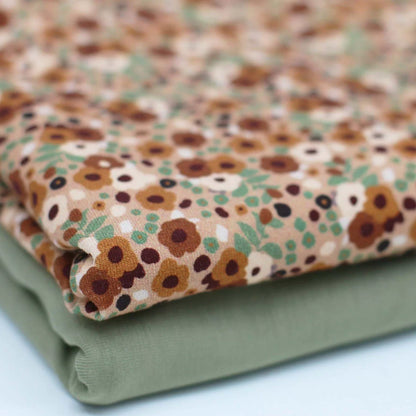 Baumwolljersey Blümchen Braun
