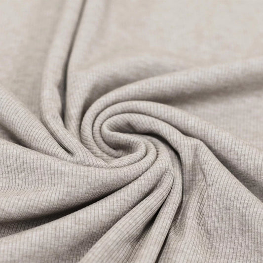 RIPPSTRICK JERSEY STOFF BEIGE MELANGE Oeko-Tex 100