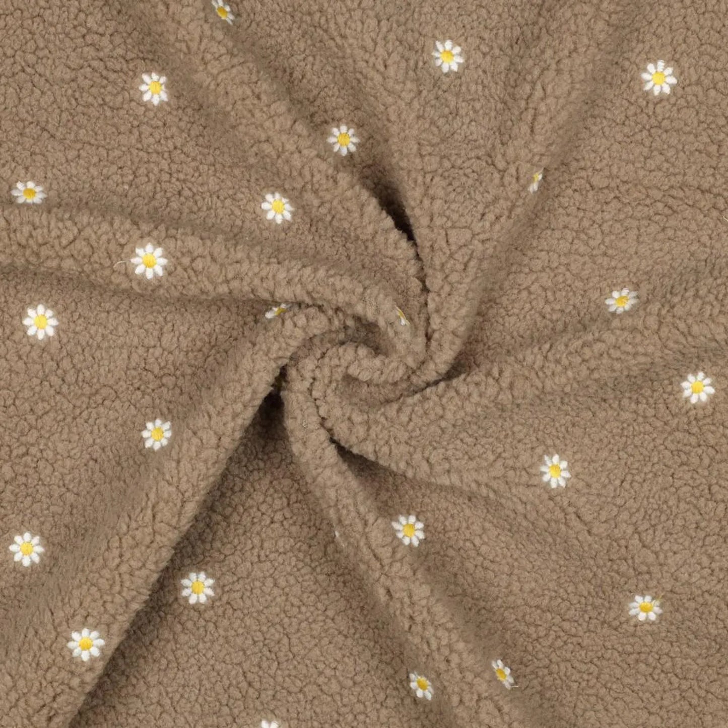 Teddystoff Gänseblumchen Taupe