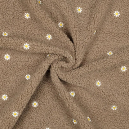 Teddystoff Gänseblumchen Taupe