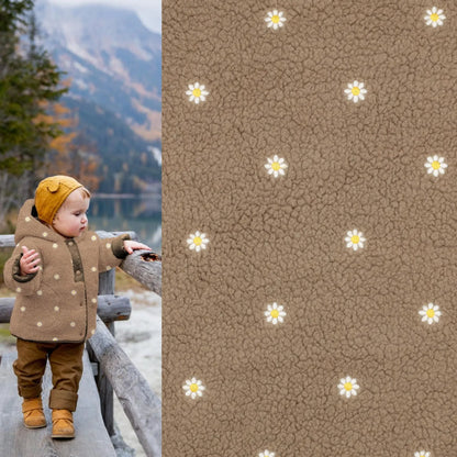 Teddystoff Gänseblumchen Taupe