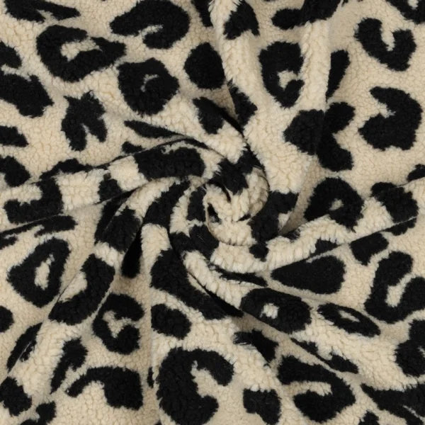 Teddystoff Leopunkte creme/schwarz