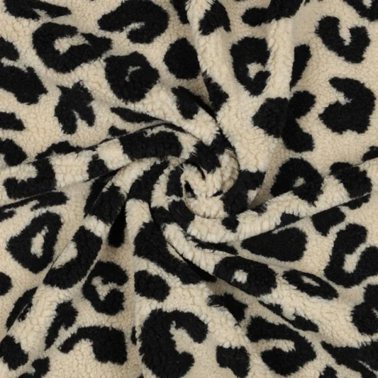 Teddystoff Leopunkte creme/schwarz