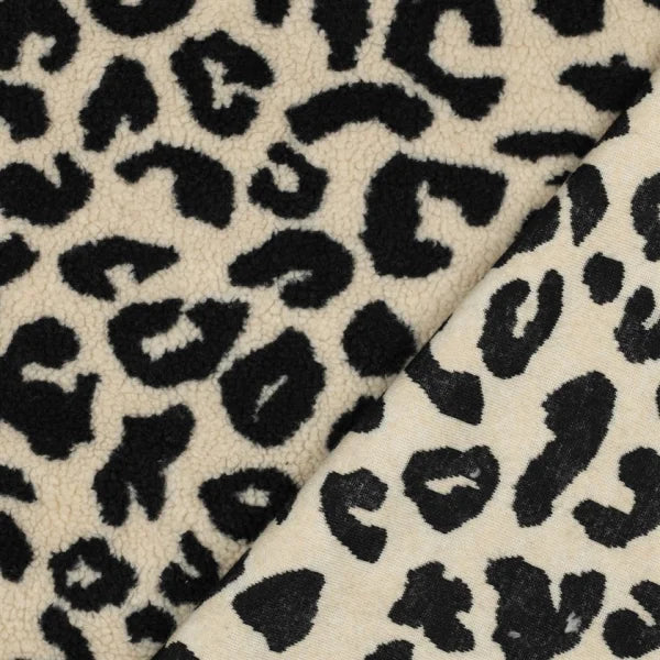 Teddystoff Leopunkte creme/schwarz