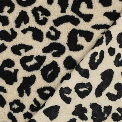 Teddystoff Leopunkte creme/schwarz